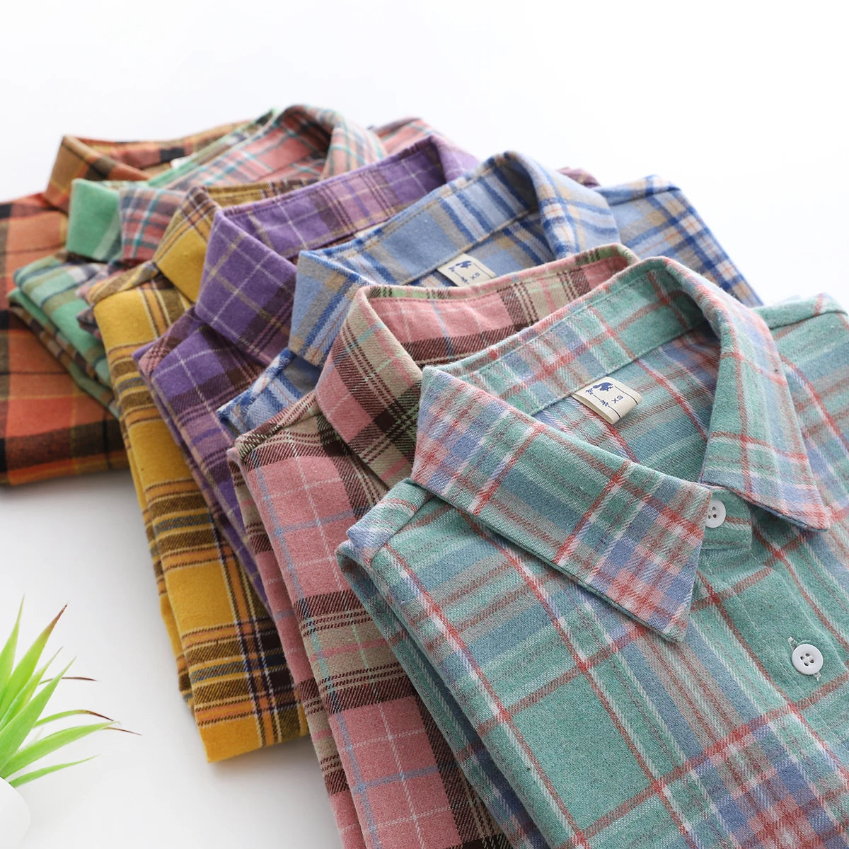 Women's Checked Collared Long Sleeve Shirt