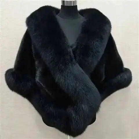 Plush Trim Wrap Cape for Layering over Outfits