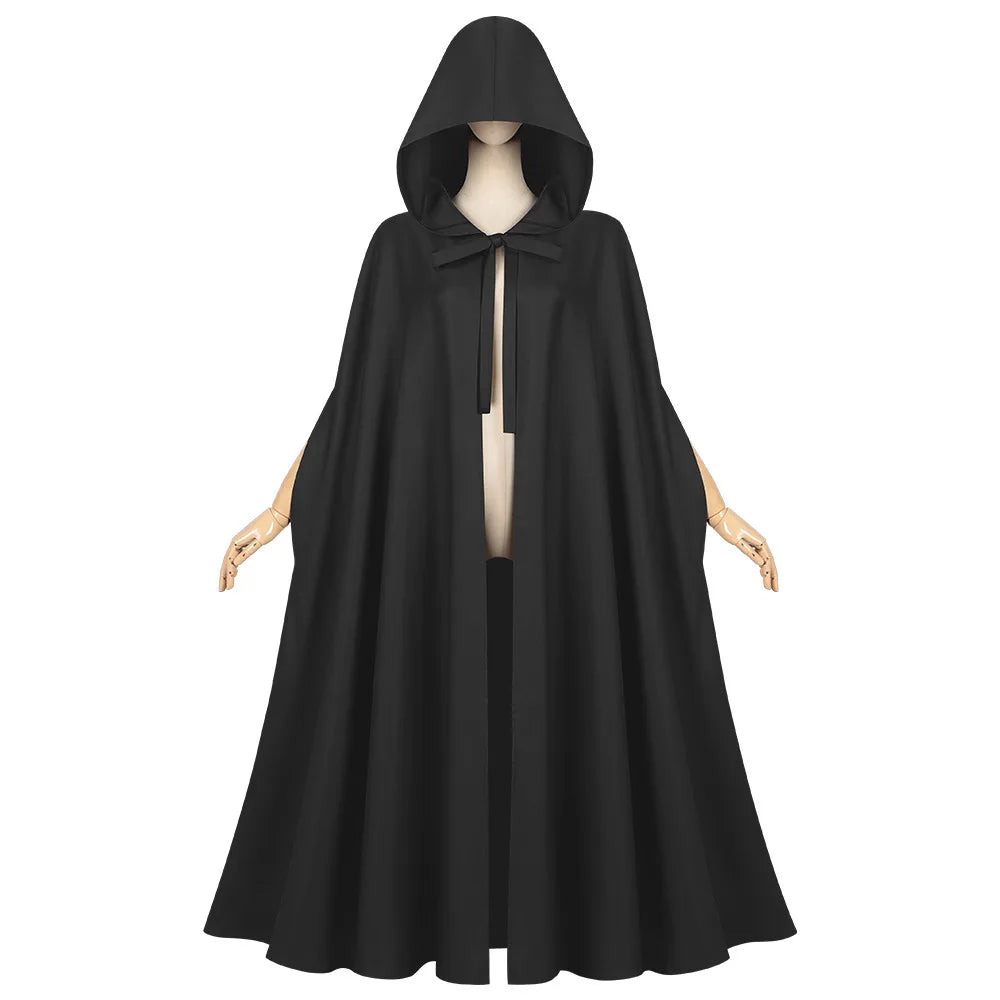 Long Hooded Tie Front Cape for Layering over Outfits