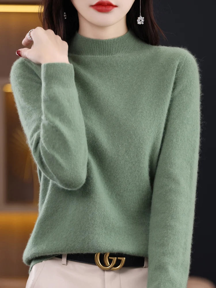 Women's Fluffy Crew Neck Long Sleeve Sweater Casual Knit Layer