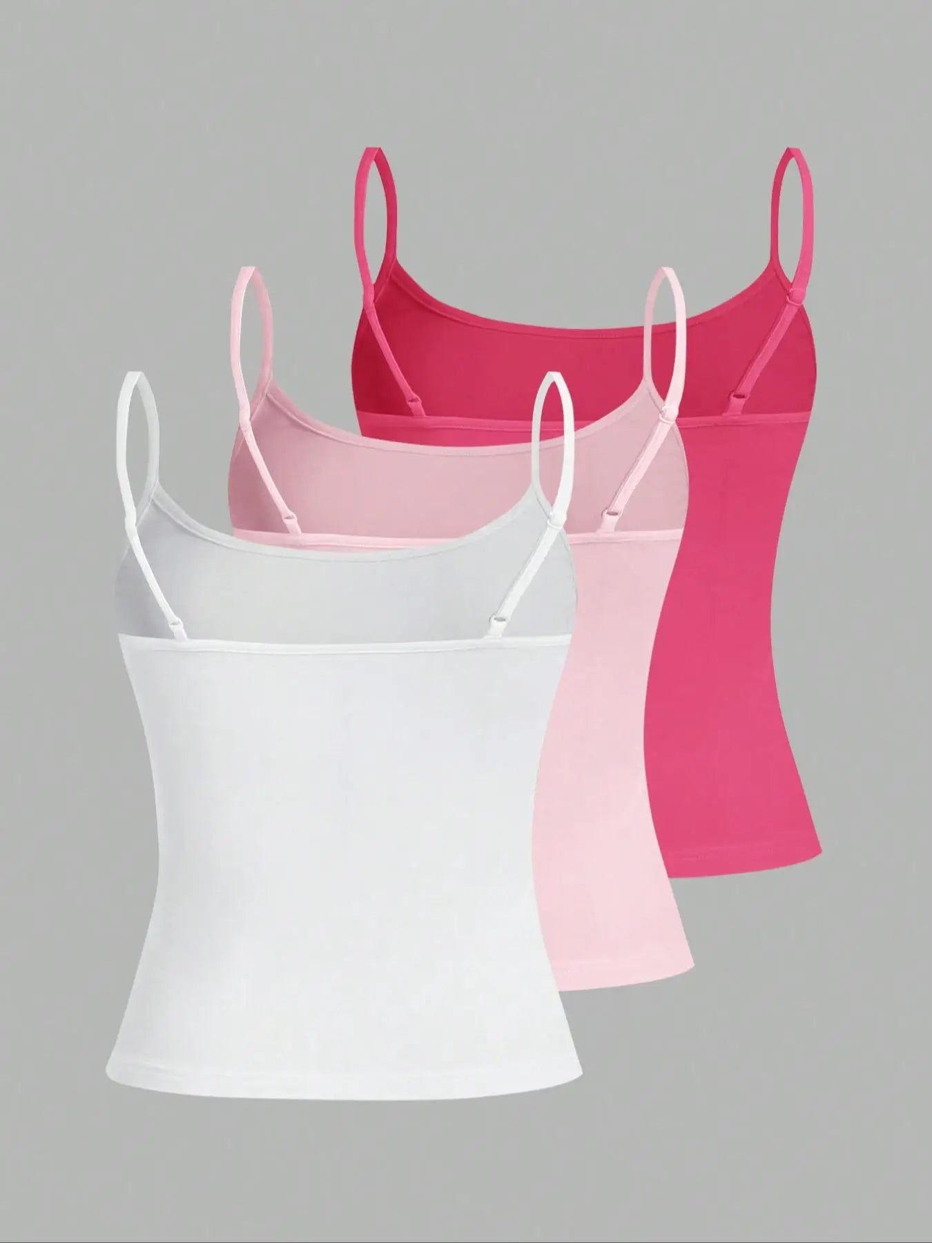 Women's Three Piece Camisole Pack with Adjustable Straps in Solid Colors