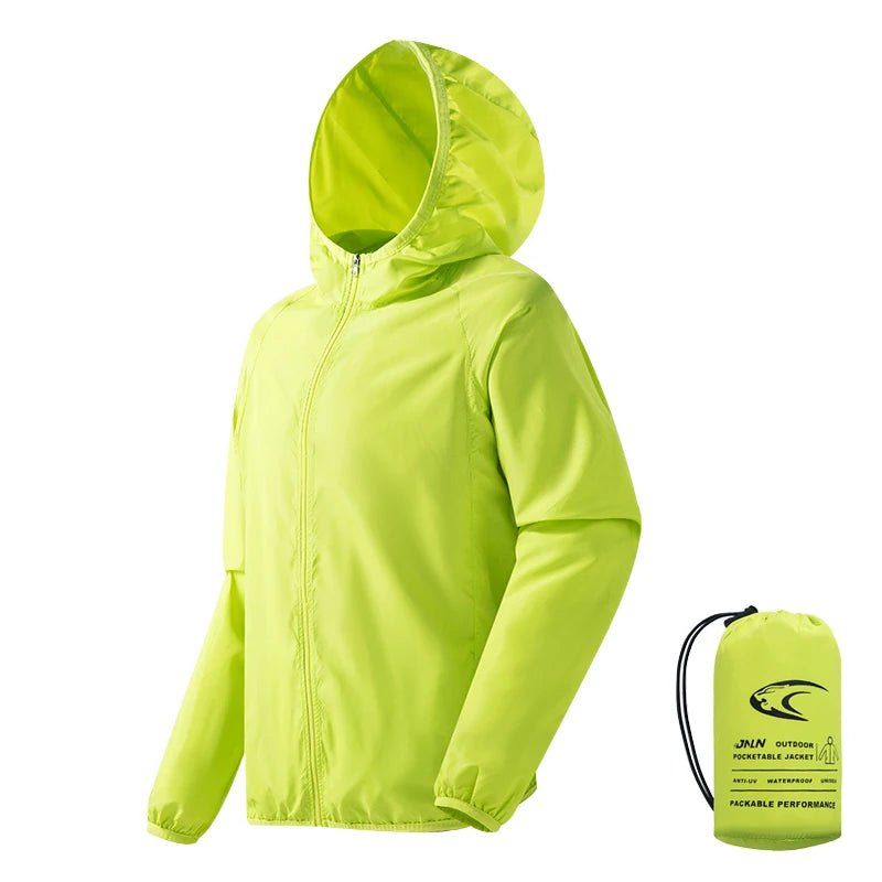 Hooded Long Sleeve Full Zip Outdoor Hiking Jacket with Pockets
