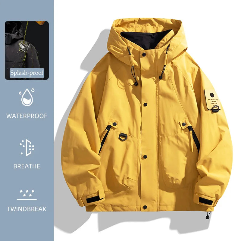 Hooded Long Sleeve Full Zip Outdoor Hiking Jacket with Pockets