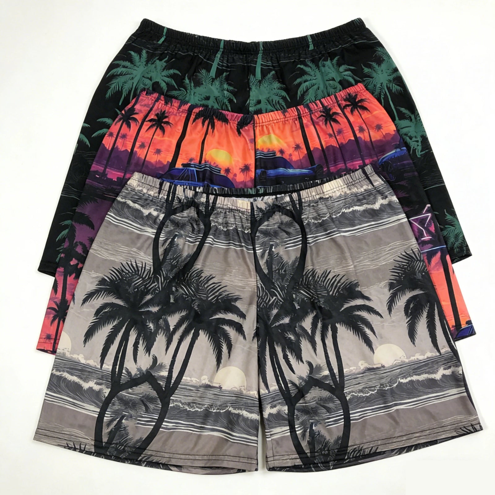 Men's Satin Look Elastic Waist Sleep Shorts with Print Options