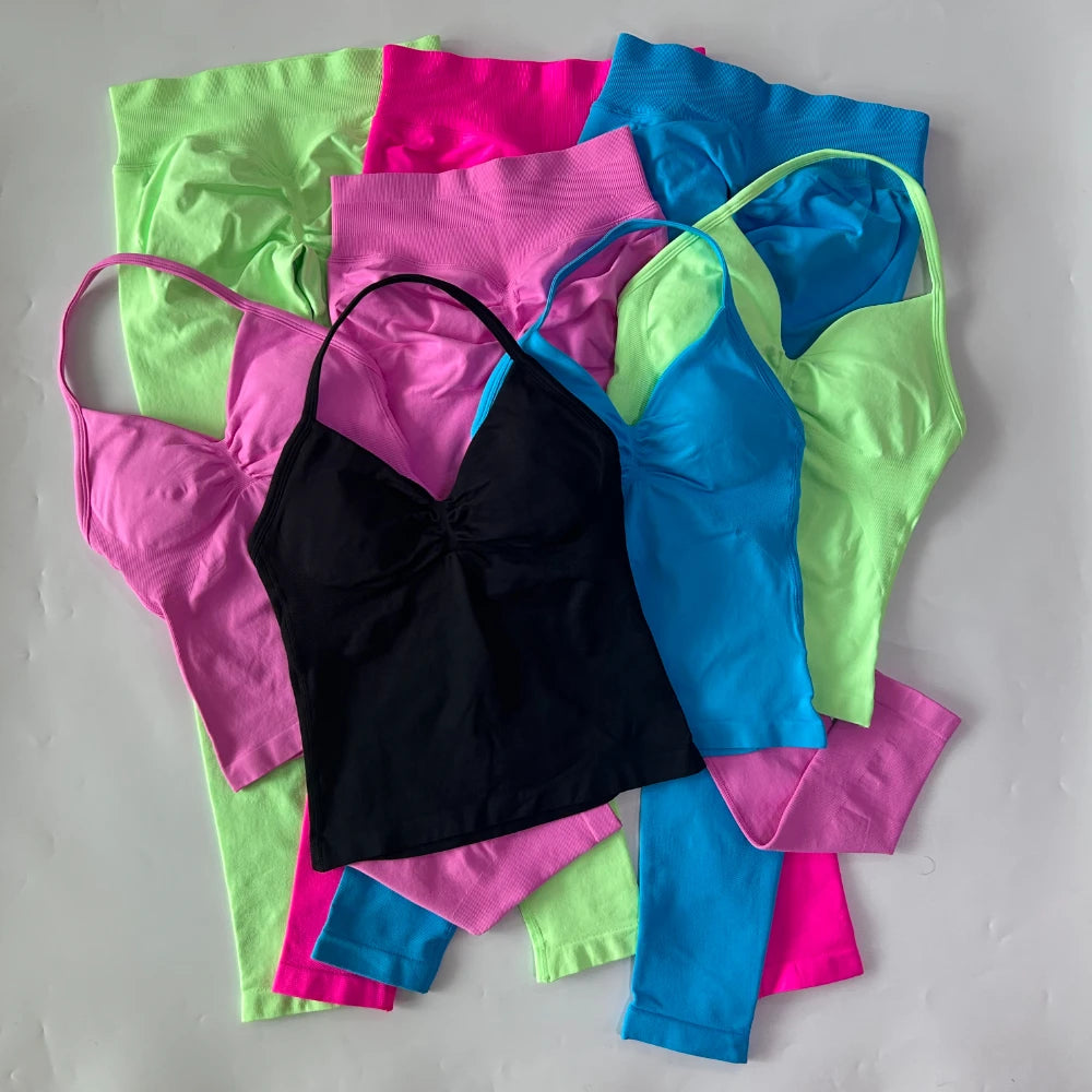 Women's Thin Strap Tank And Leggings Yoga Set