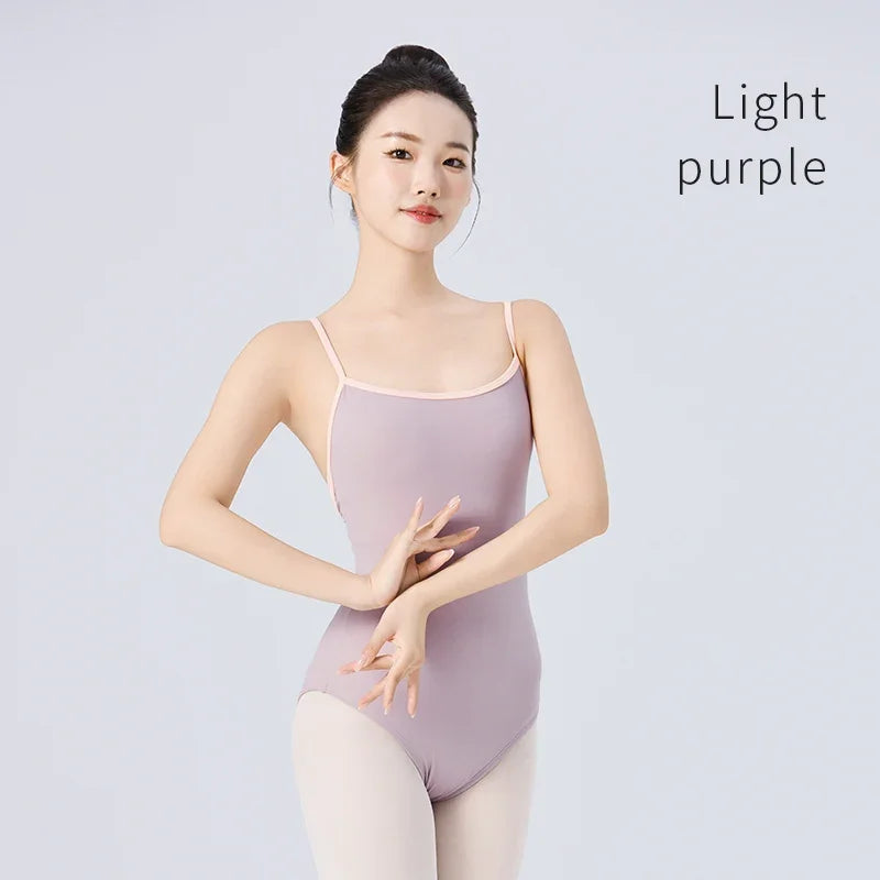 Women's Camisole Ballet Leotard with Crossed Straps and Open Back