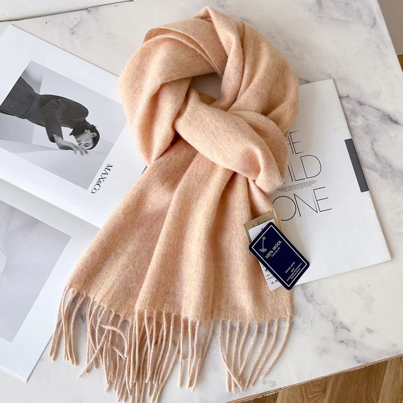 Solid Long Fringed Scarf for Neck and Wrap Styling