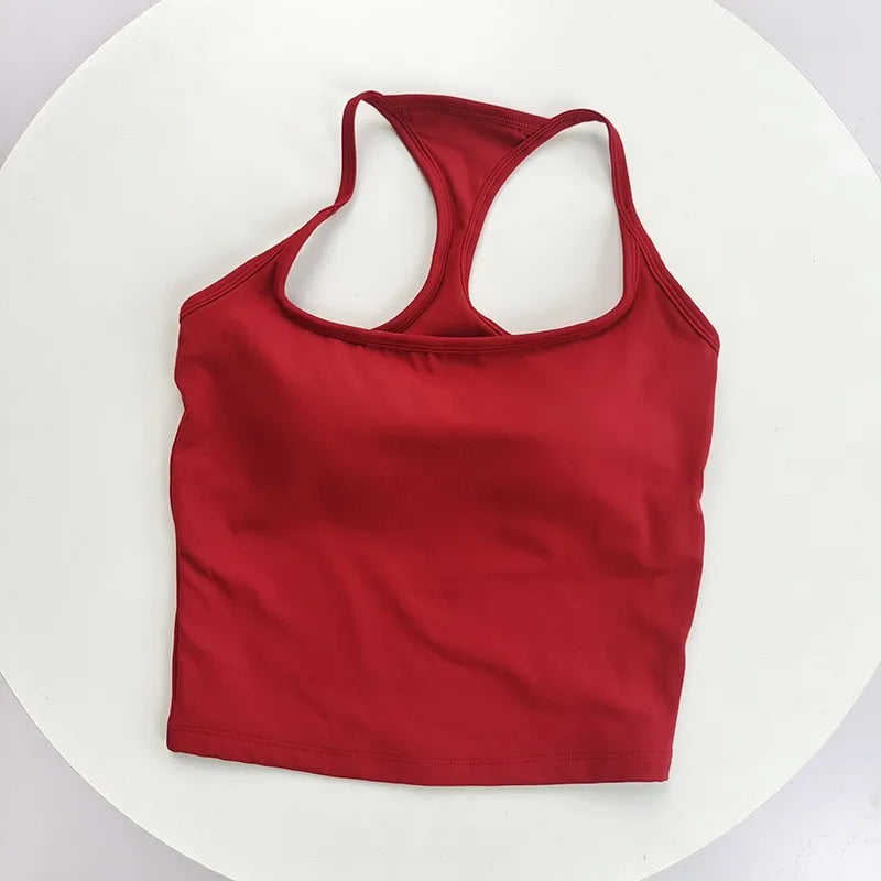 Women's Contrast Trim Racerback Cropped Tank Top