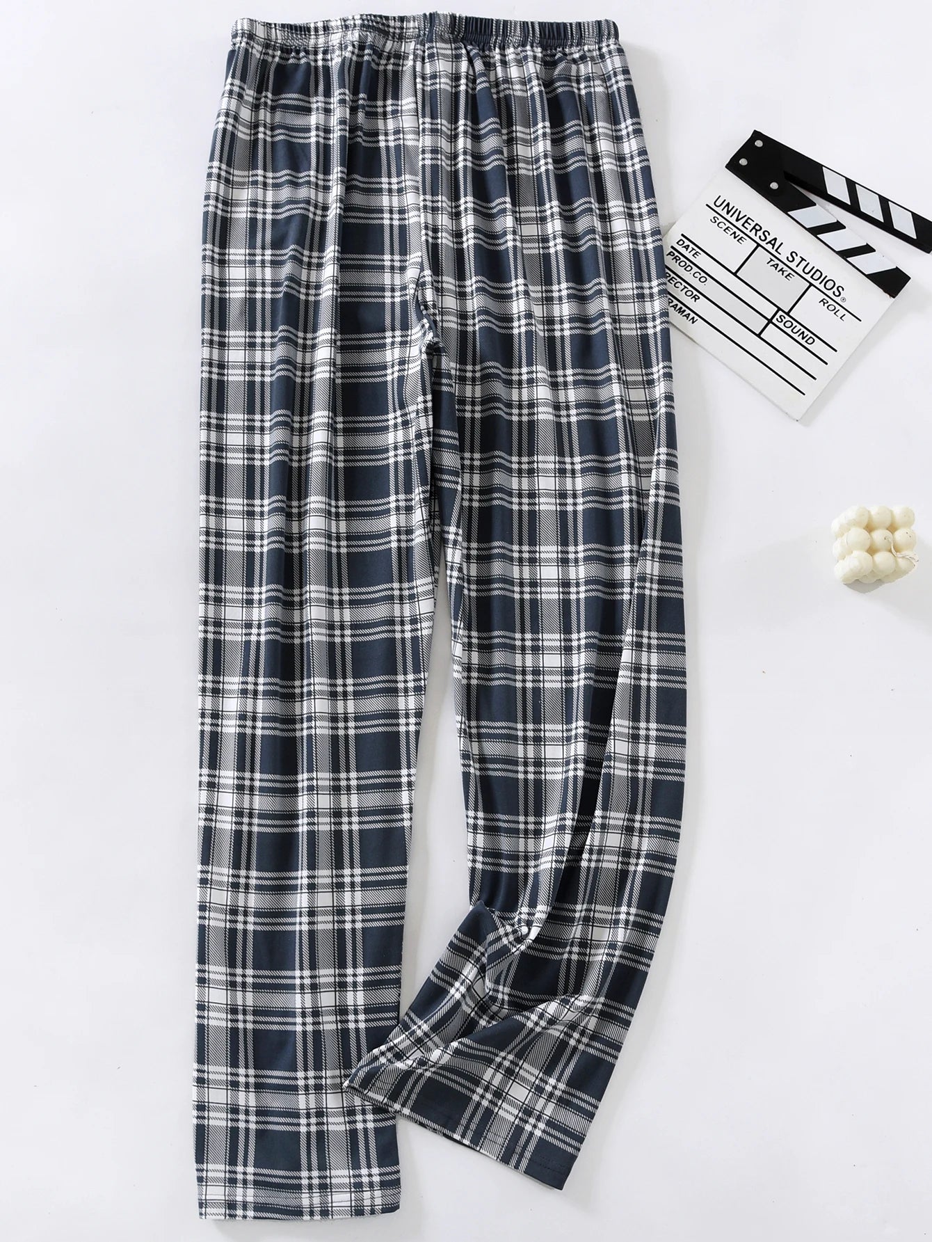 Men's Patterned Elastic Waist Straight Leg Pajama Pants
