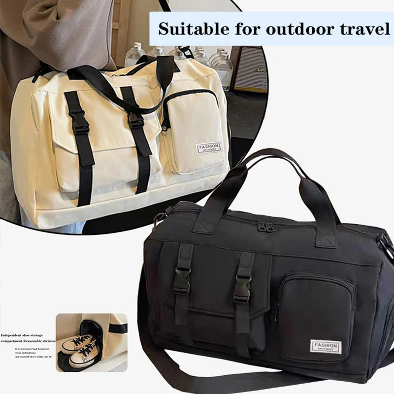 Travel Duffle Bag with Front Pockets and Shoulder Carry Strap