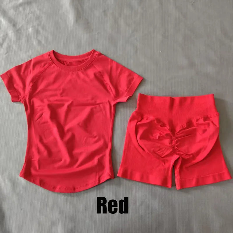 Women's Tee And Shorts Yoga Set For Workout Outfits