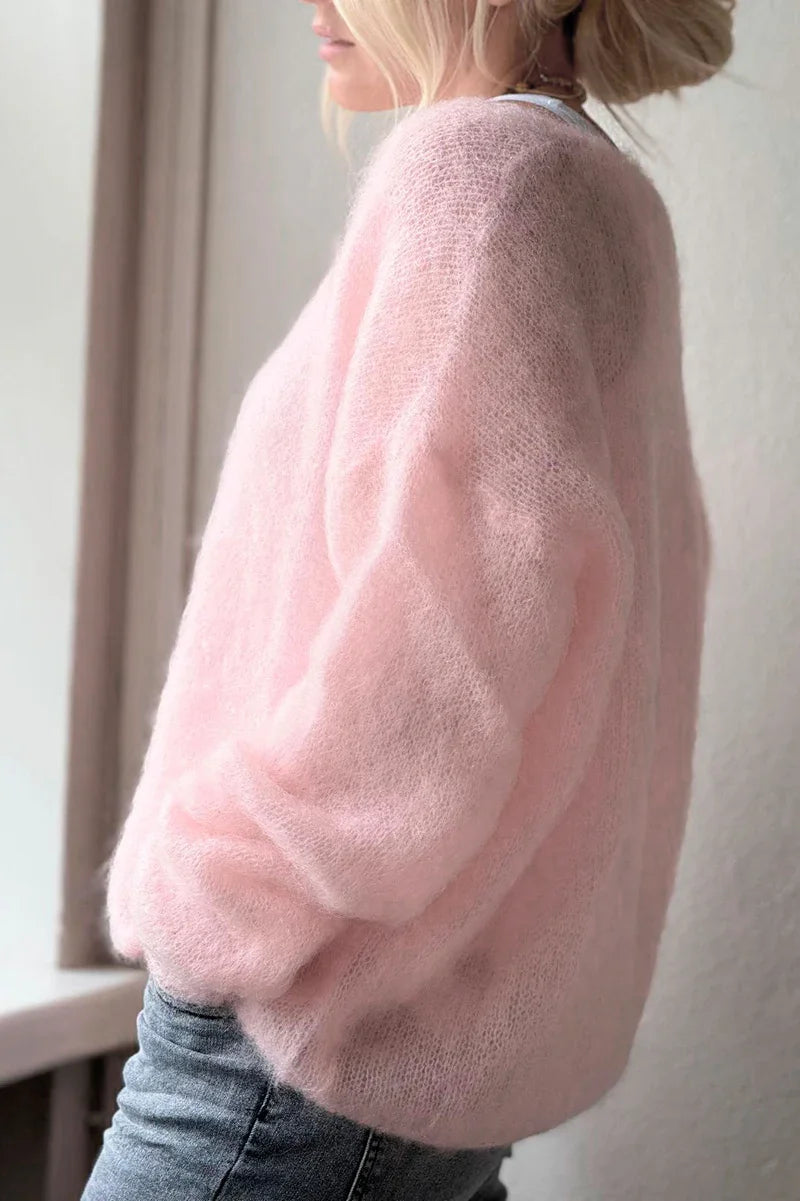 Women's V Neck Loose Fit Sweater Casual Knit Layer