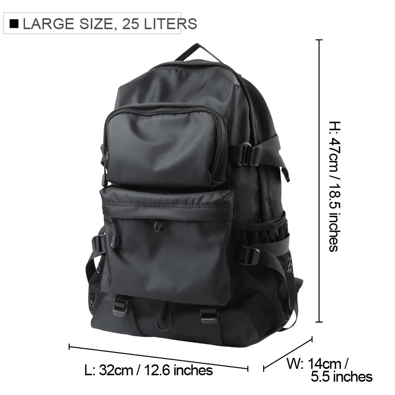 Men's Multi-Pocket Laptop Backpack with Buckle Details and Size Options