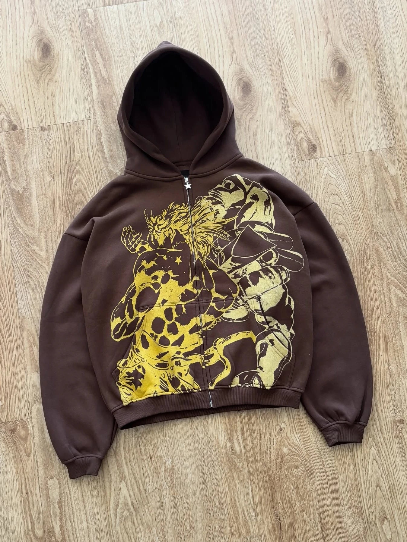 Anime-Graphic Loose-Fit Cotton Zip-Front Hoodie