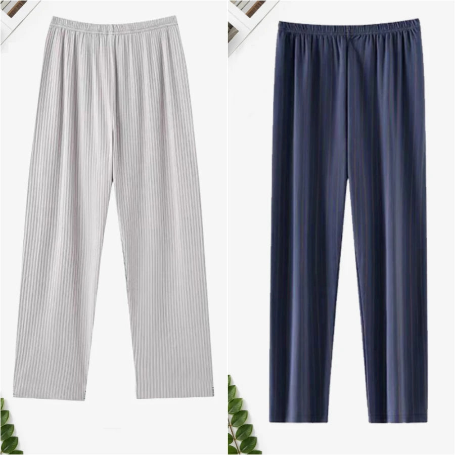 Men's Printed Elastic Waist Long Pajama Pants with Style Options