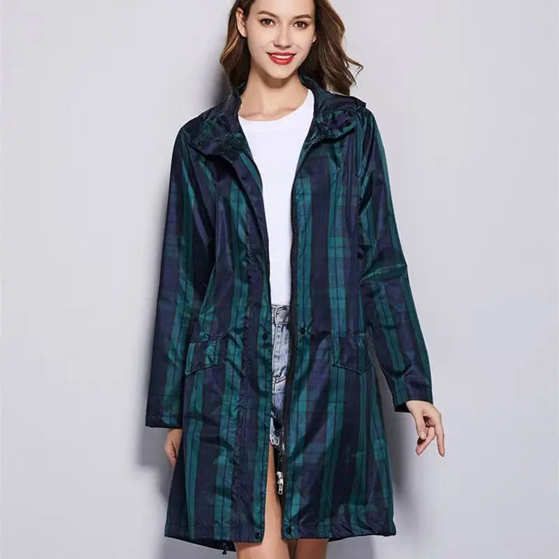Long Hooded Front Opening Jacket for Layering over Outfits