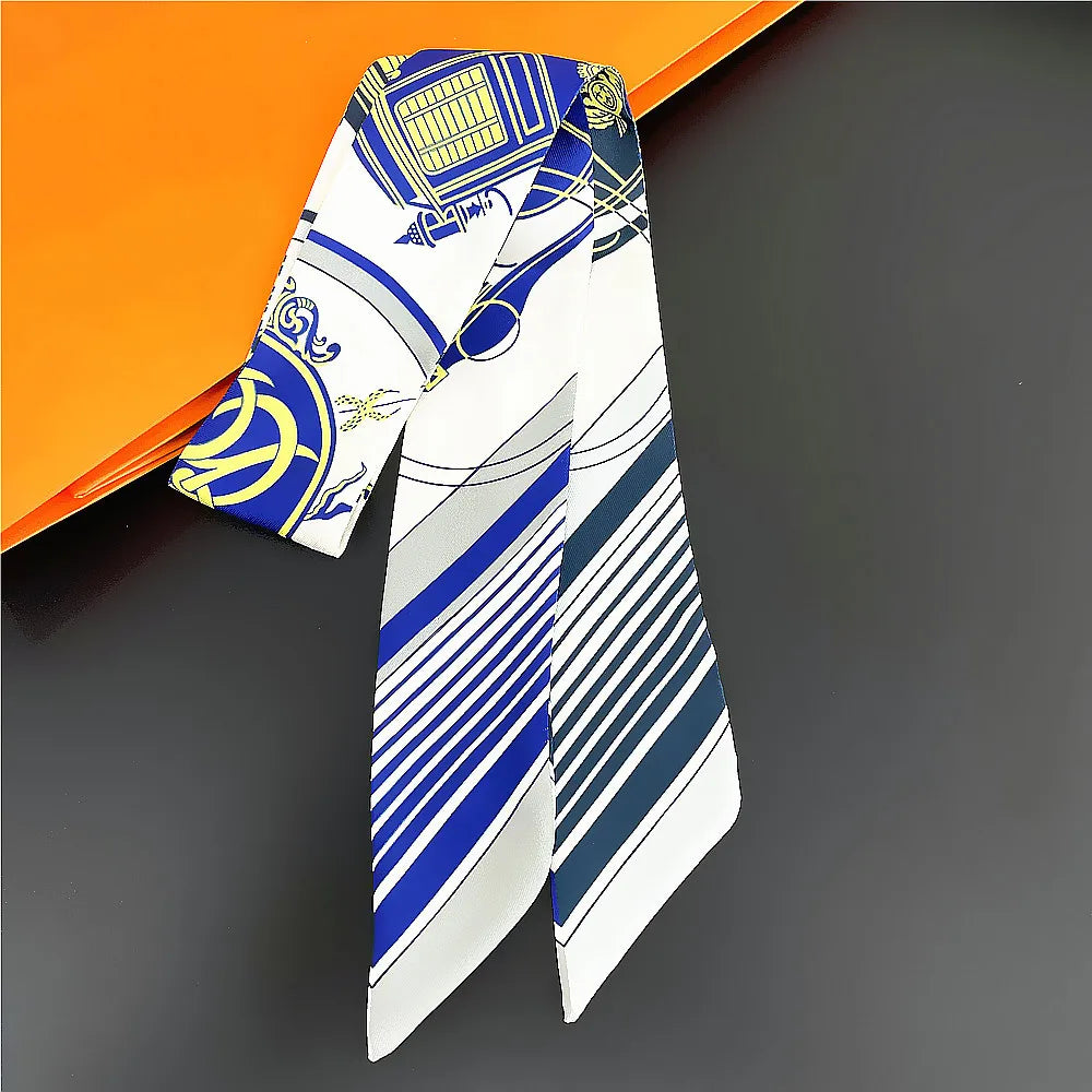 Horse Motif Skinny Scarf with Decorative Printed Patterns