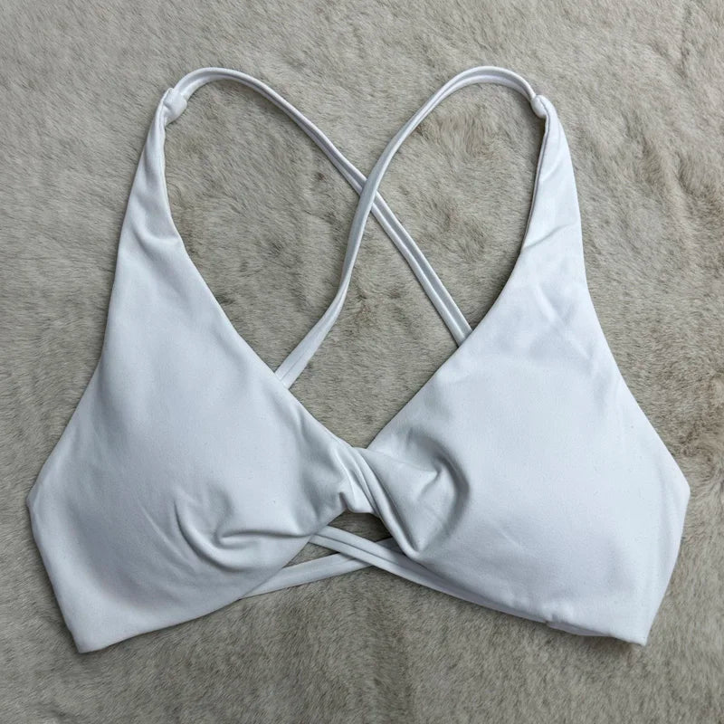 Women's V Neck Cross Back Sports Bra