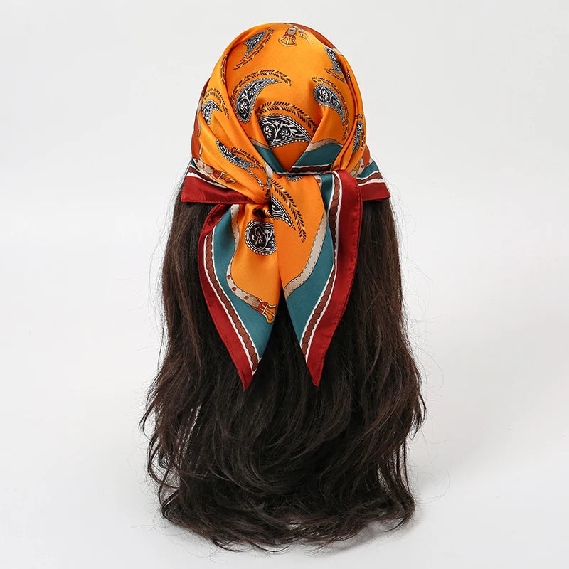 Printed Square Neck Scarf with Decorative Border Designs