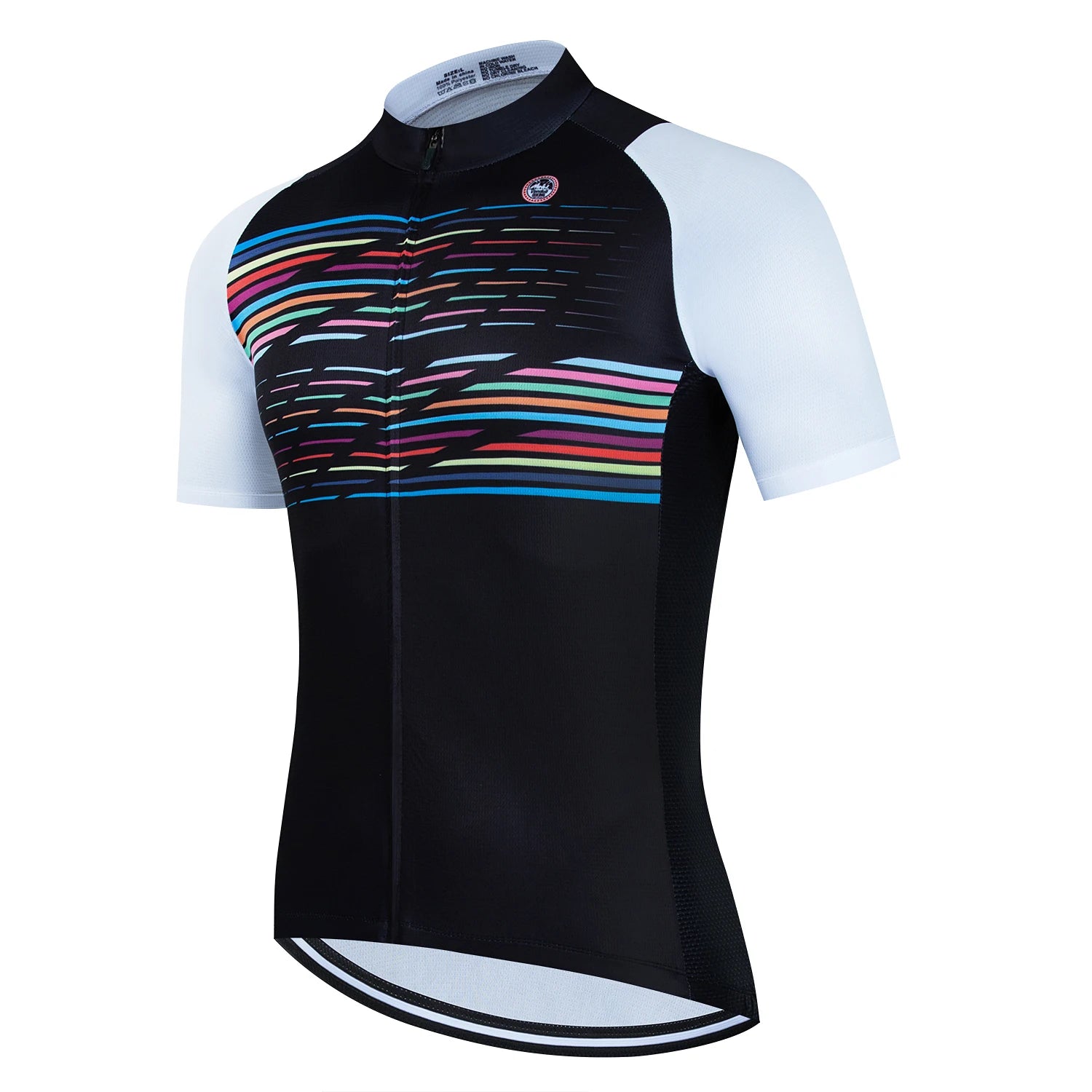 Men's Striped Short Sleeve Full-Zip Cycling Jersey with Rear Pockets