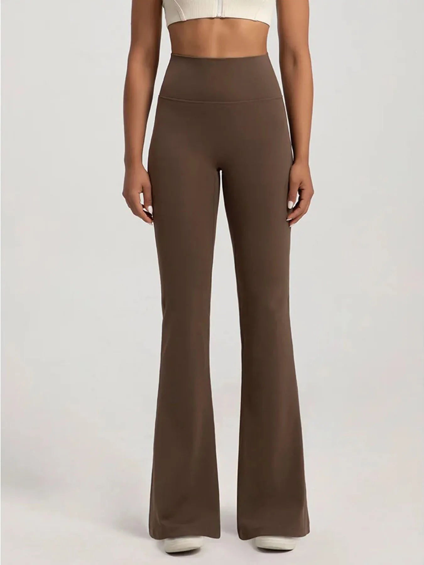 Women's High Crossover Waist Cotton Flared Pants for Yoga and Casual Wear