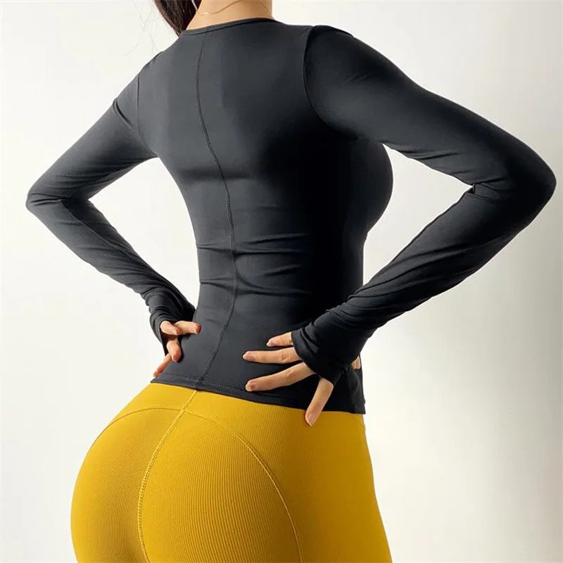 Women's Square-Neck Zip-Front Workout Jacket