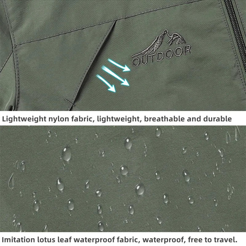 Hooded Long Sleeve Full Zip Outdoor Hiking Jacket with Pockets