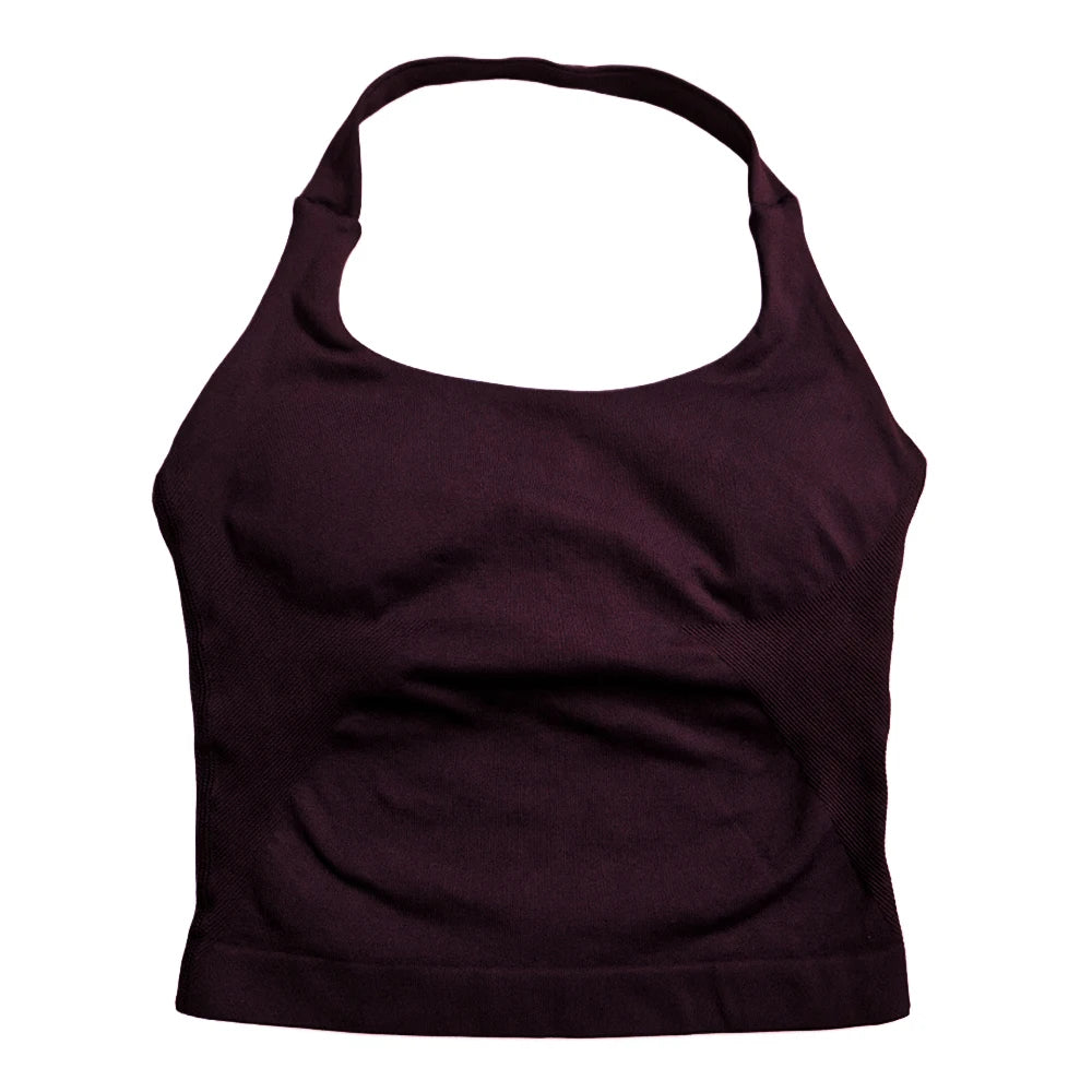 Women's Halter Neck Fitted Longline Tank Top For Workout Outfits