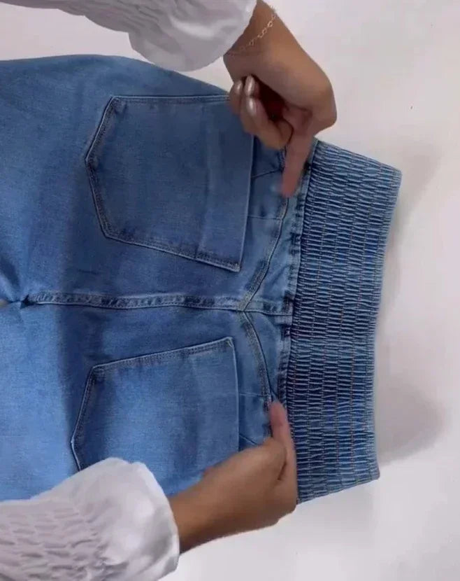 Women's High Waist Multiple Button Skinny Denim Jeans