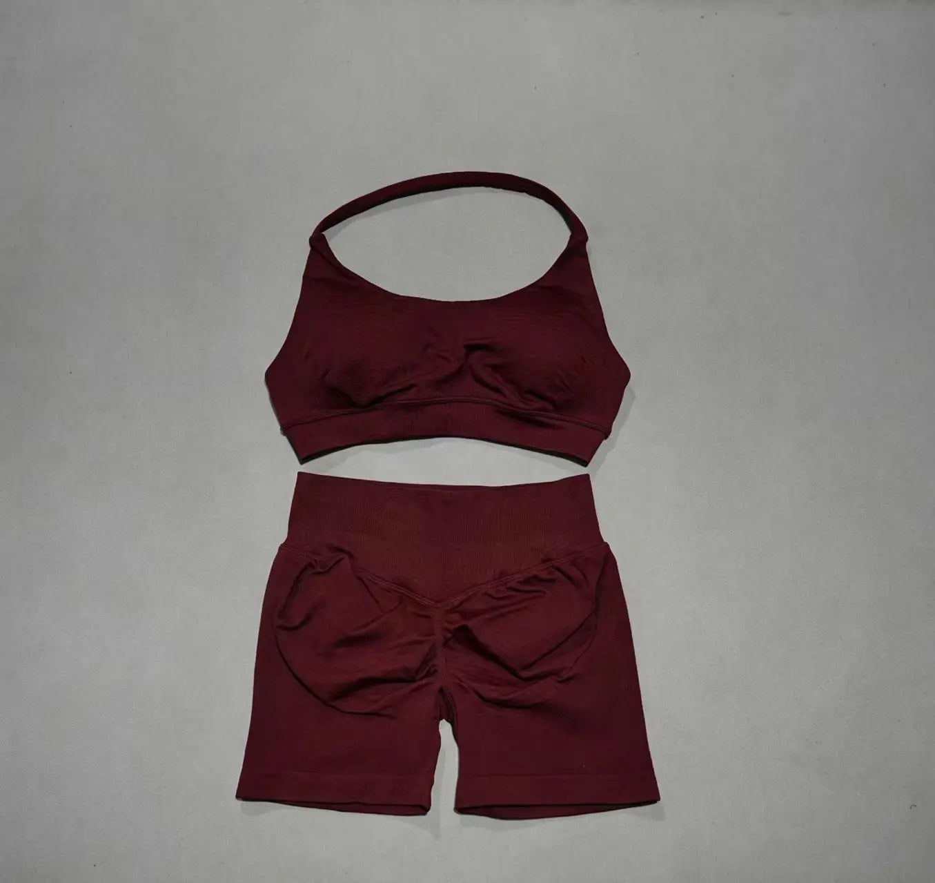 Women's Twist Halter Bra And Shorts Yoga Set