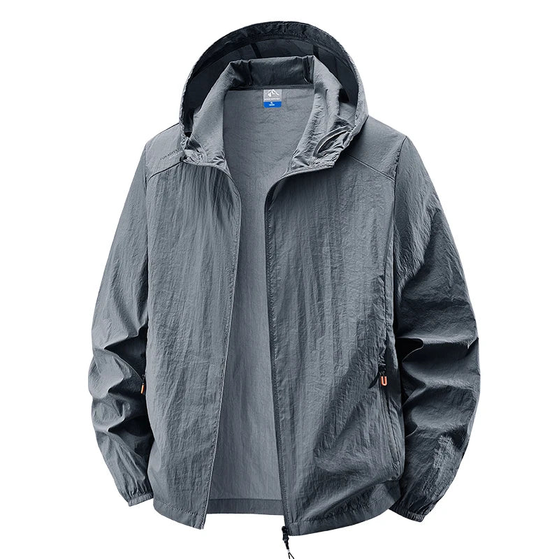 Hooded Long Sleeve Full Zip Outdoor Hiking Jacket with Pockets