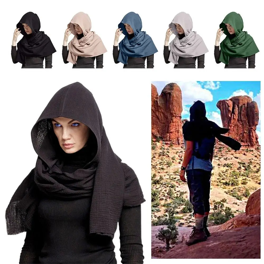 Hooded Draped Cowl Scarf for Layering over Outfits