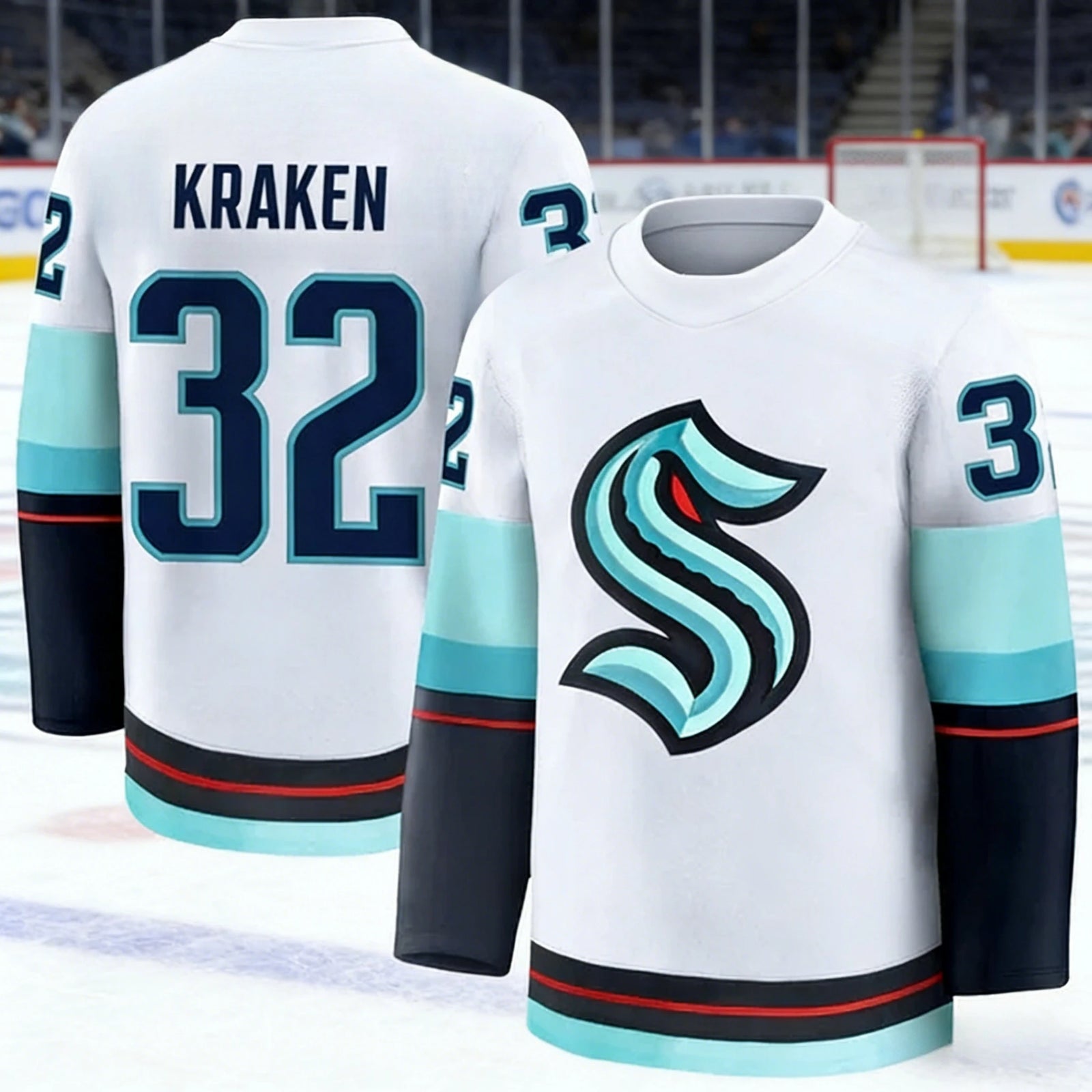 Long Sleeve Ice Hockey Sports Jersey with Contrast Stripe Design