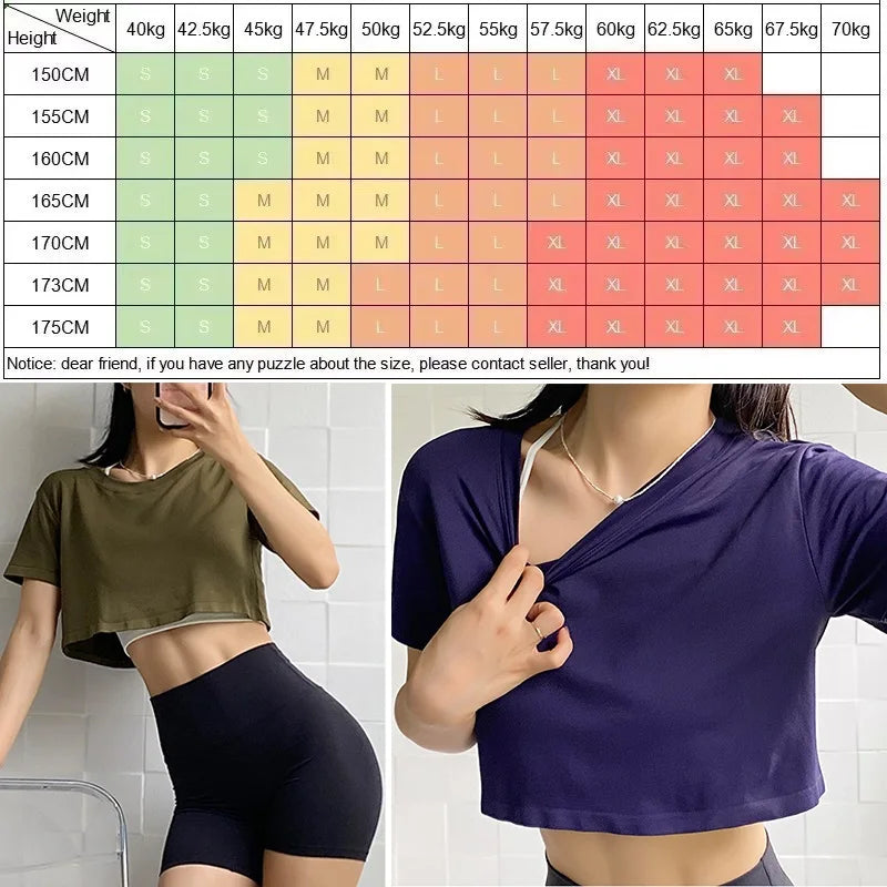 Women's Crewneck Short-Sleeve Workout Crop Top