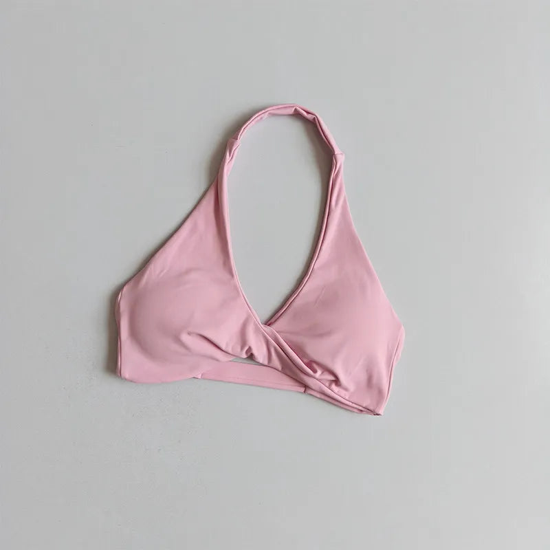 Women's Ruched Halter Neck Sports Bra