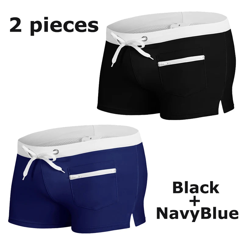 Men's Swim Shorts with Mesh Liner and Zipper Pocket for Beach and Pool Wear