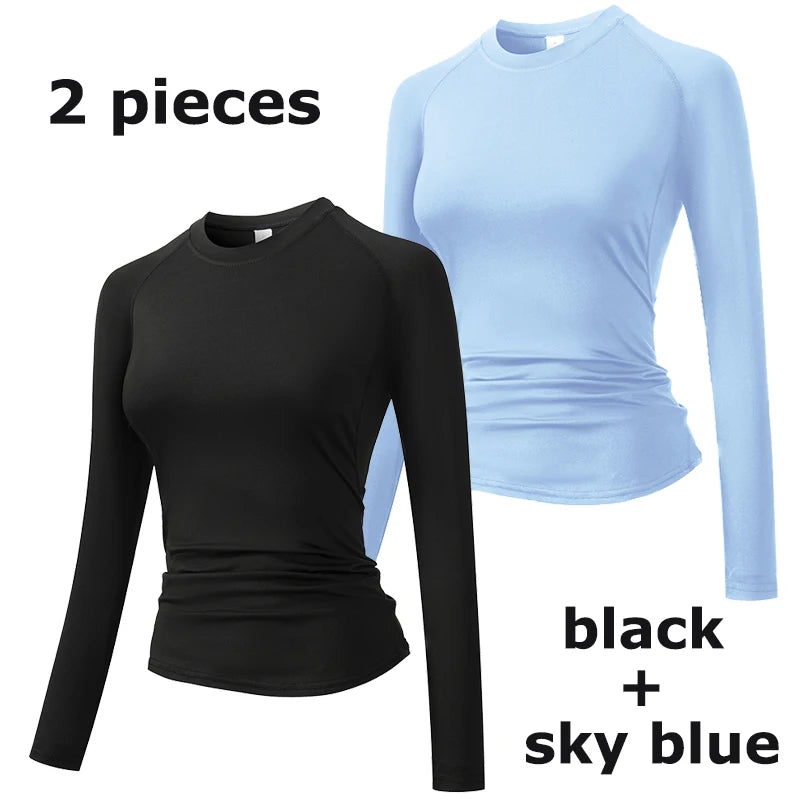 Fitted Crew Neck Long Sleeve Compression T Shirt