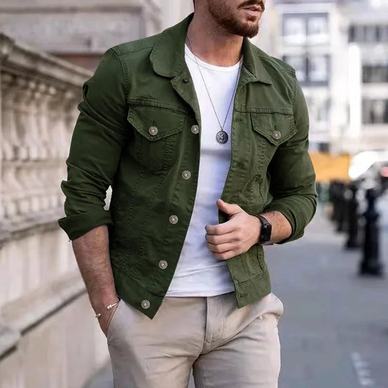 Long Sleeve Button Front Casual Denim Streetwear Jacket