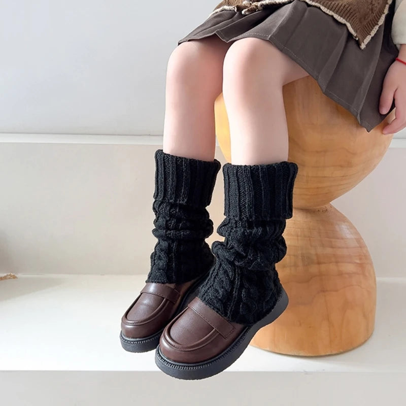 Children's Cable Knit Leg Warmers with Solid Color Options