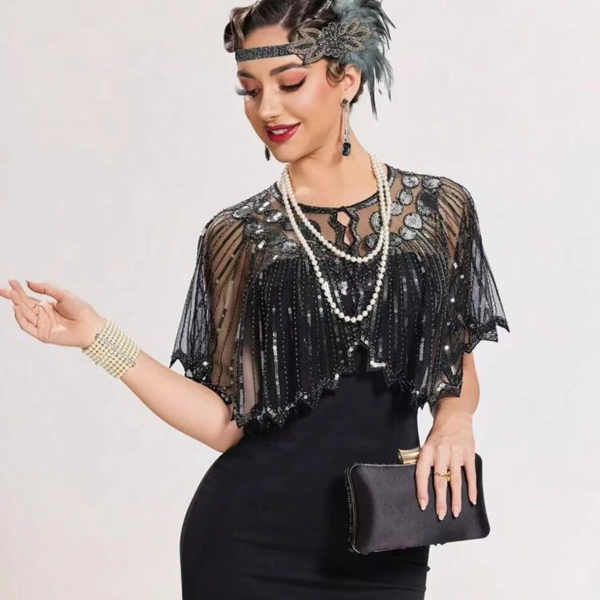 Sequined Fringe Capelet for Layering over Dresses and Tops