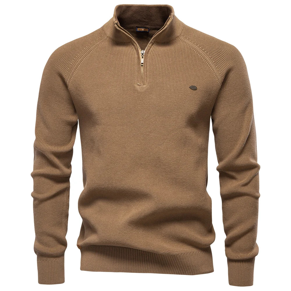 Men's Quarter Zip Long Sleeve Knit Sweater