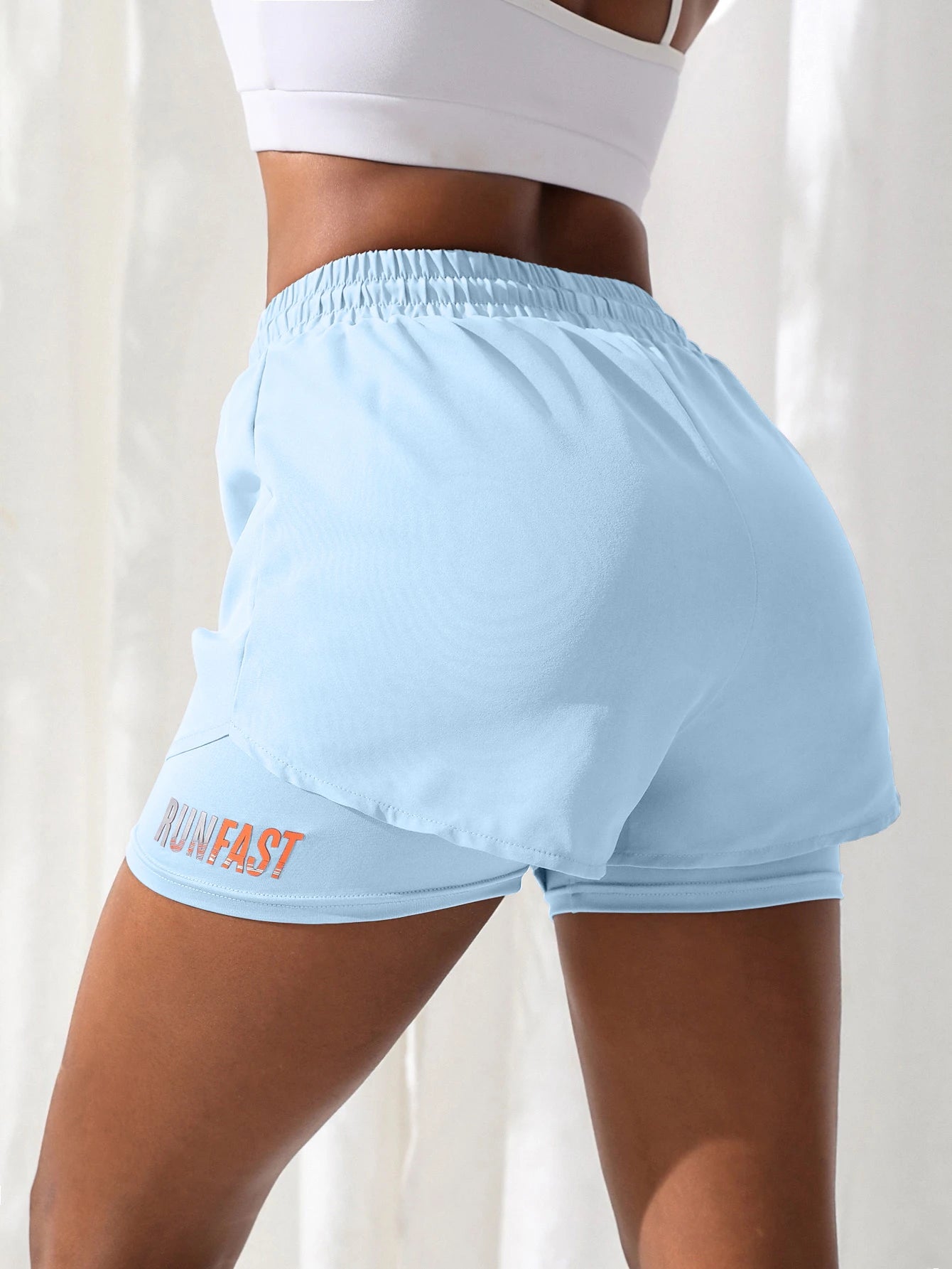 Women's Drawstring Double-Layer Running Shorts