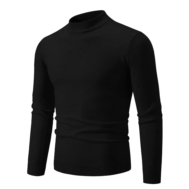 Men's Mock Neck Long Sleeve Knit Sweater
