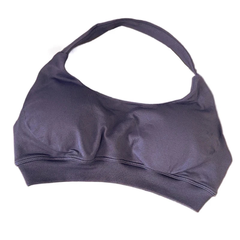 Women's Ruched Halter Neck Sports Bra