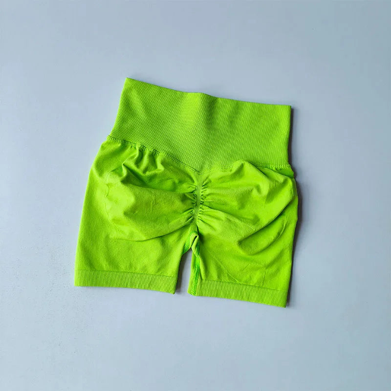 Women's High Waist Scrunch Back Polyester Shorts for Gym Workouts