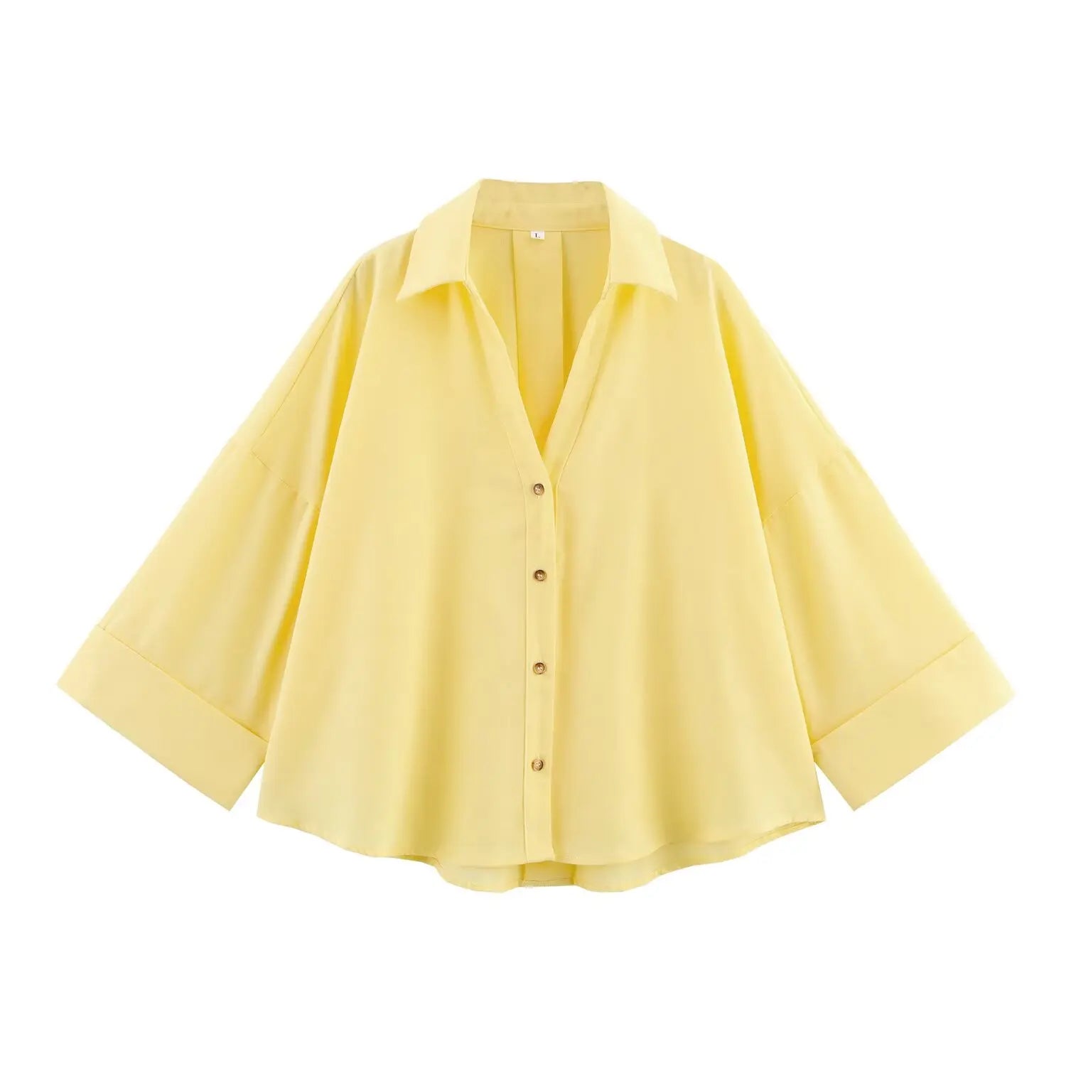 Women's Wide Short Sleeve Collared Button Front Shirt