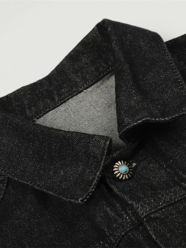 Long Sleeve Button Front Casual Denim Streetwear Jacket