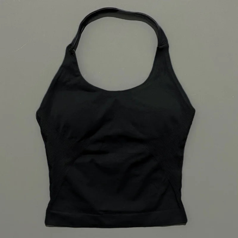 Women's Halter Neck Longline Fitted Tank Top For Workout Outfits
