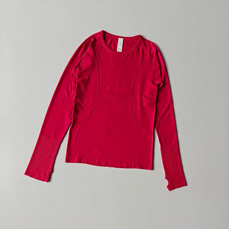 Women's Fitted Crew Neck Long Sleeve T-shirt For Workout Outfits