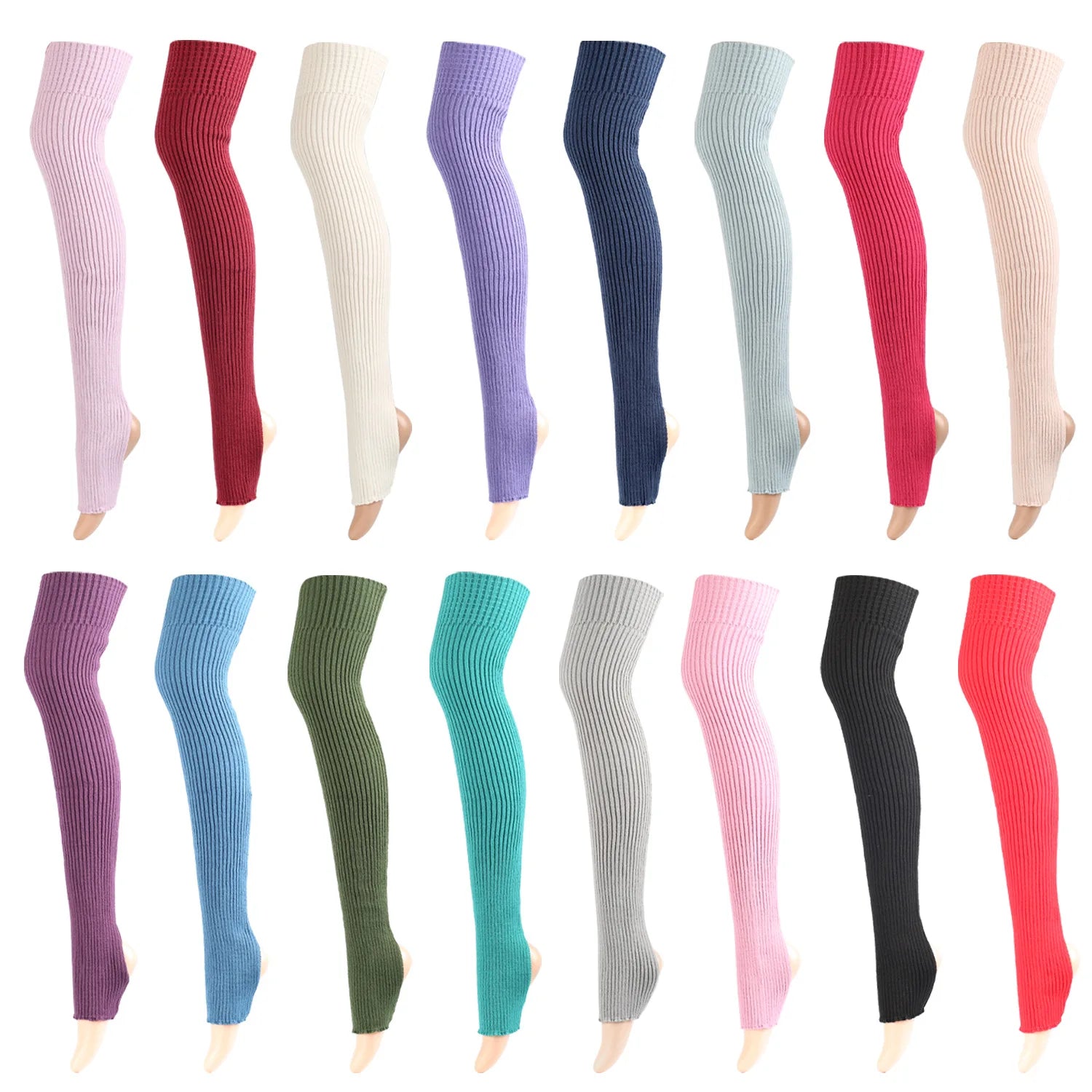 Long Ribbed Ballet Leg Warmers with Stirrup Openings